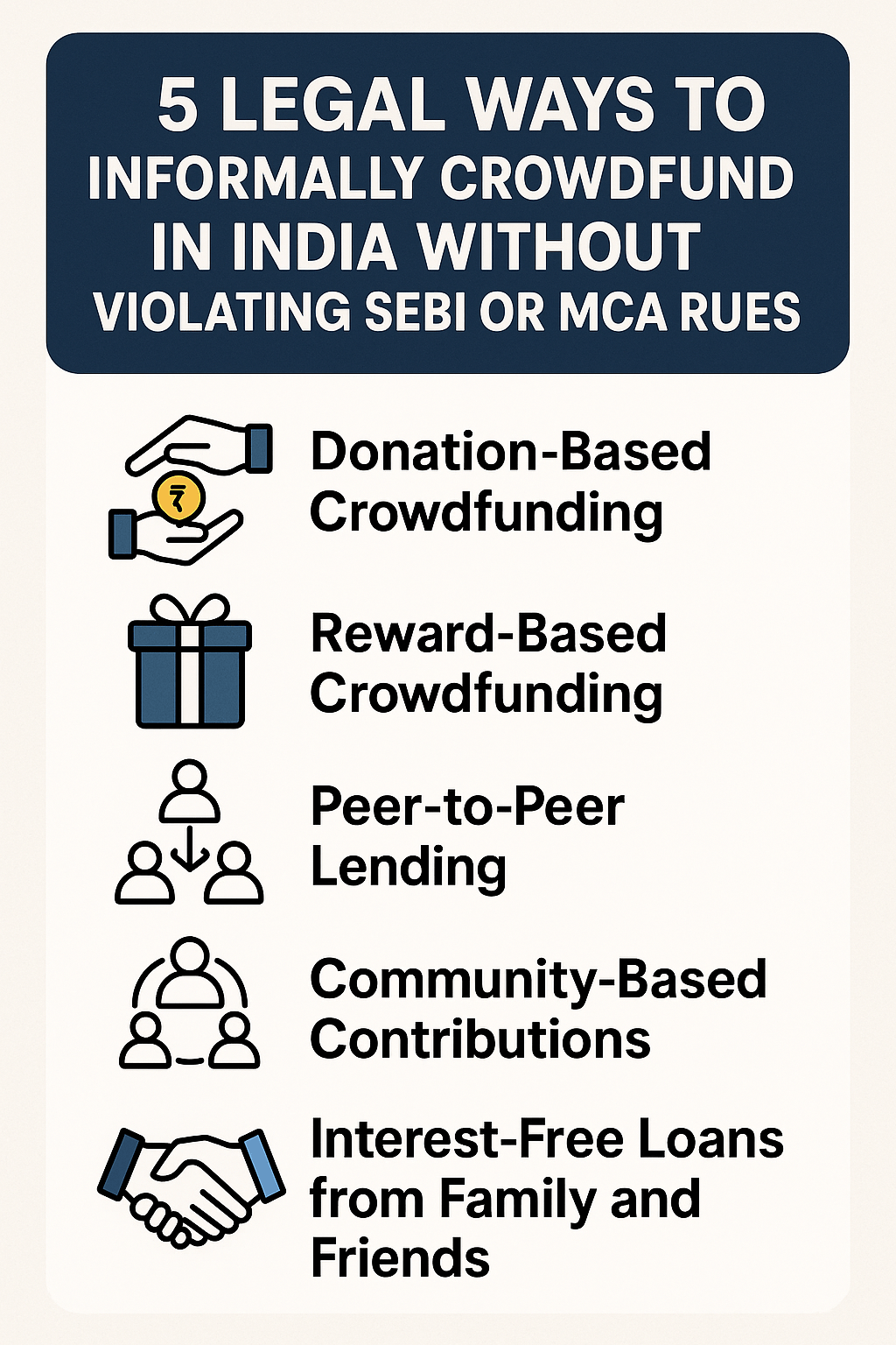 5 Legal Ways to Informally Crowdfund in India Without Violating SEBI or MCA Rules - Shunyatax Global