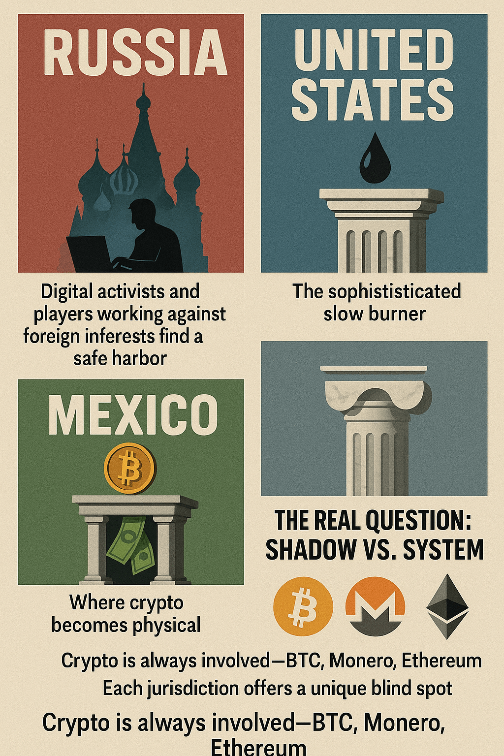 The Crypto Cloak: How Russia, Mexico, Dubai, and the U.S. Offer Unique Blind Spots in Global Finance - Shunyatax Global